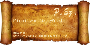 Pirnitzer Szigfrid névjegykártya
